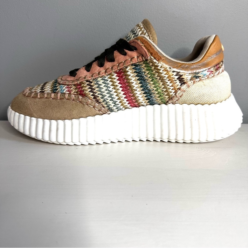 LA STRADA - Women’s Chunky Sole Sneakers, Textured Fabric, Multicoloured, Sz 38 - Picture 5 of 9